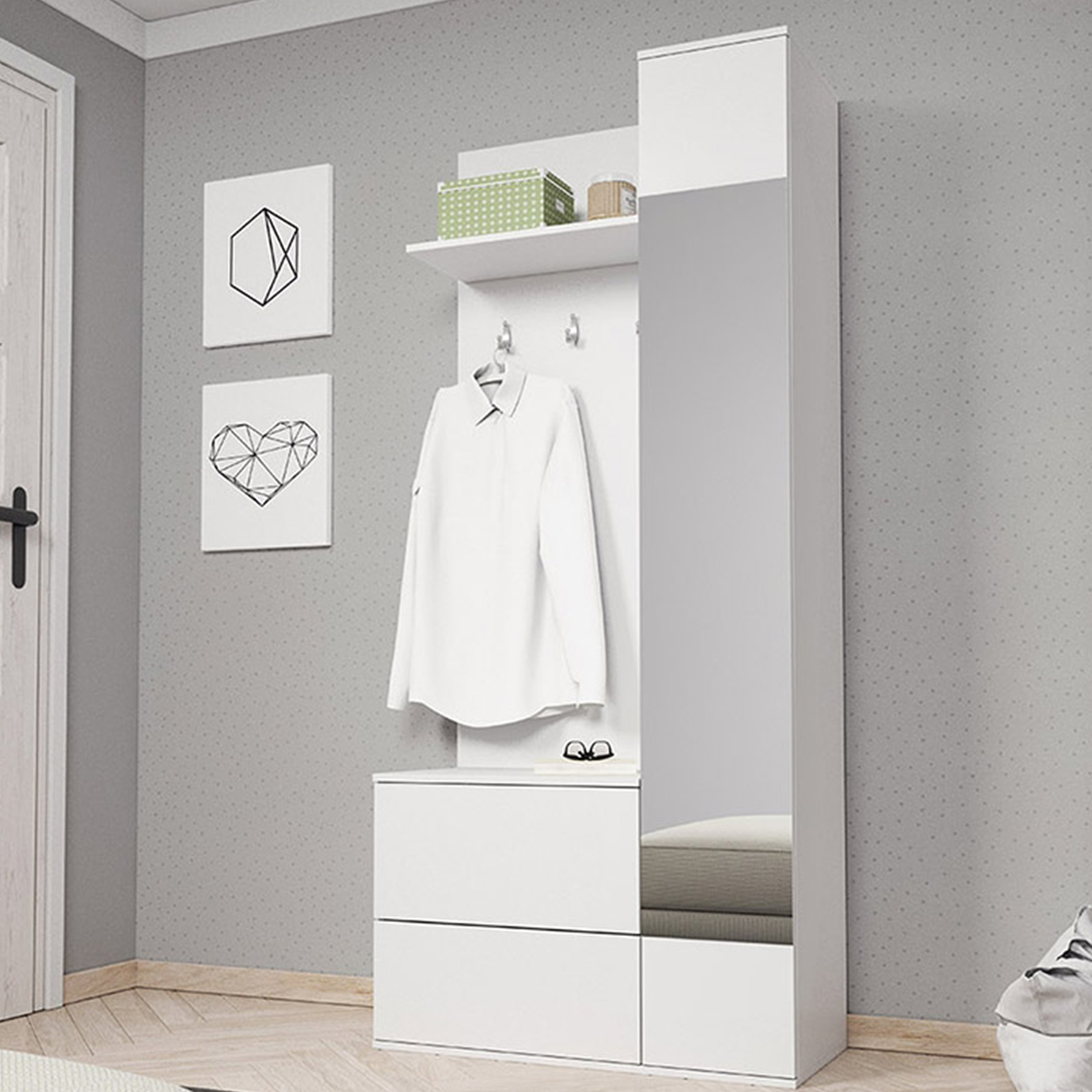 Ansamblu pentru hol, alb, 90x34x195 cm Kondela