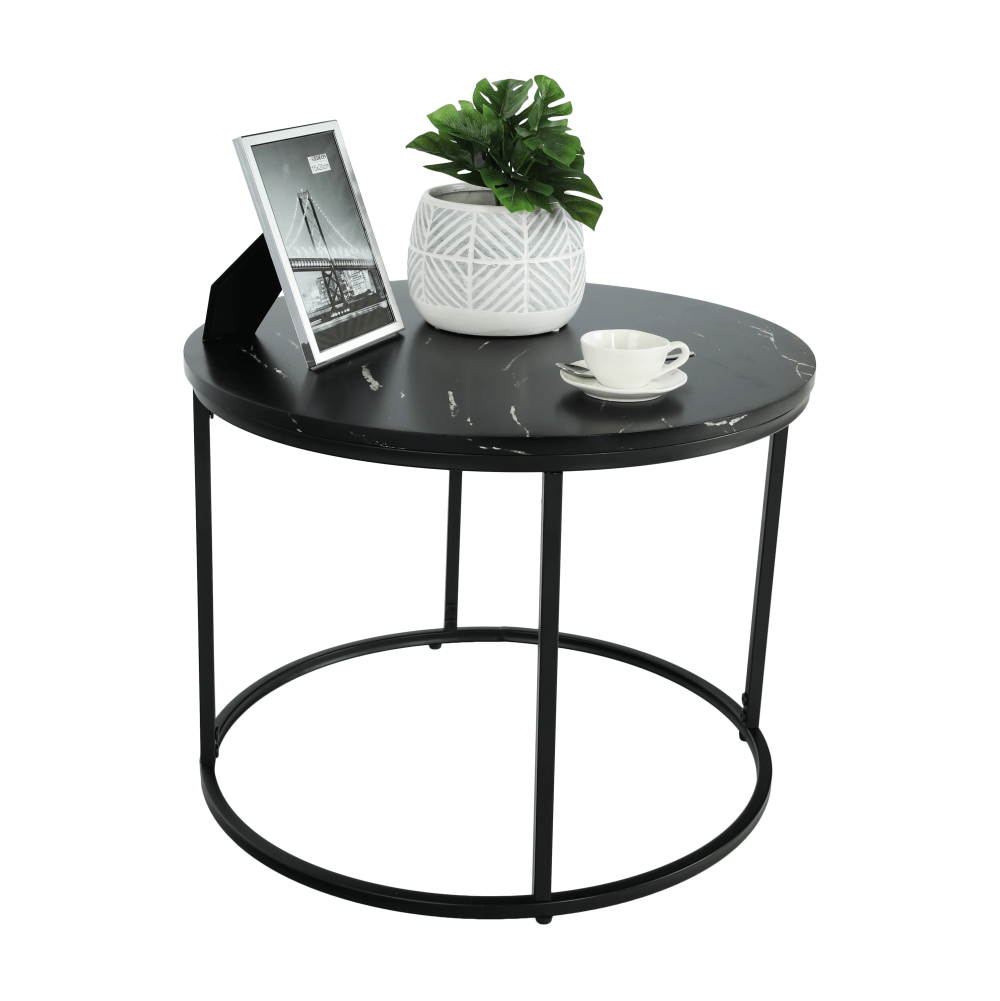 Măsuţă de cafea, marmură neagră / metal negru, GAGIN Kondela