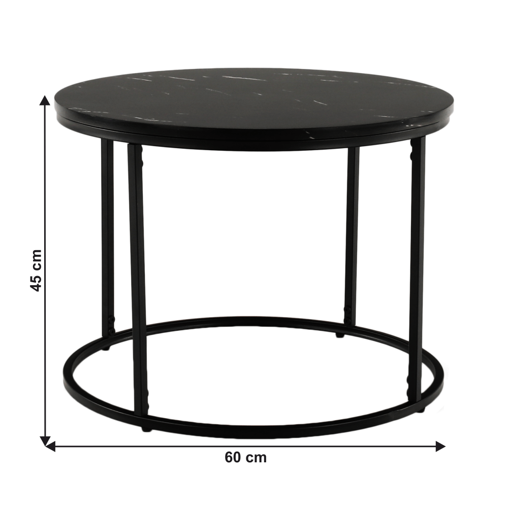 Măsuță de cafea, marmură neagră / metal negru Kondela