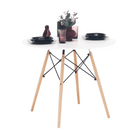 Masă de bucătărie, albă/fag, diametru 90 cm, GAMIN 2 NEW 90 Kondela