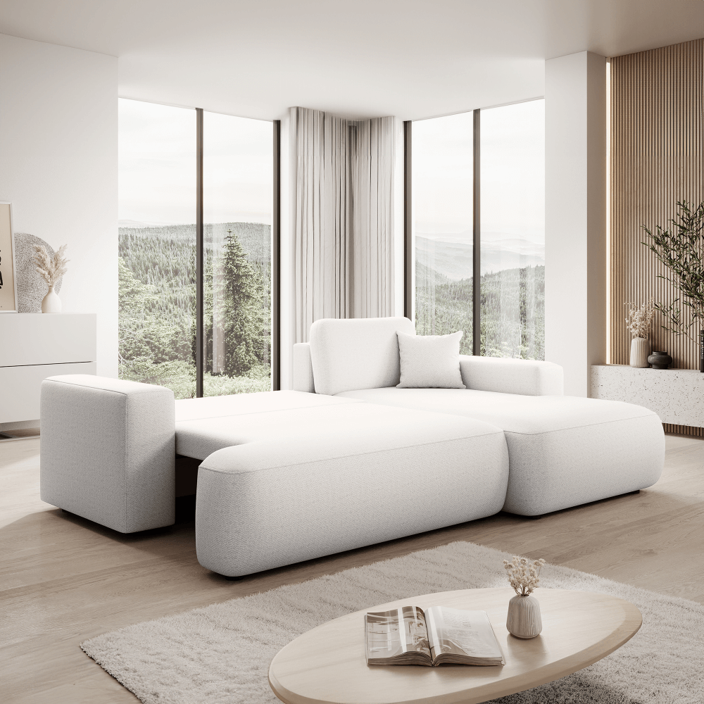 Canapea KAVALA, albă, pe dreapta, 260x165x70 cm Kondela