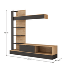 Mobilier de perete living, stejar Riviera / negru, GELUZA Kondela