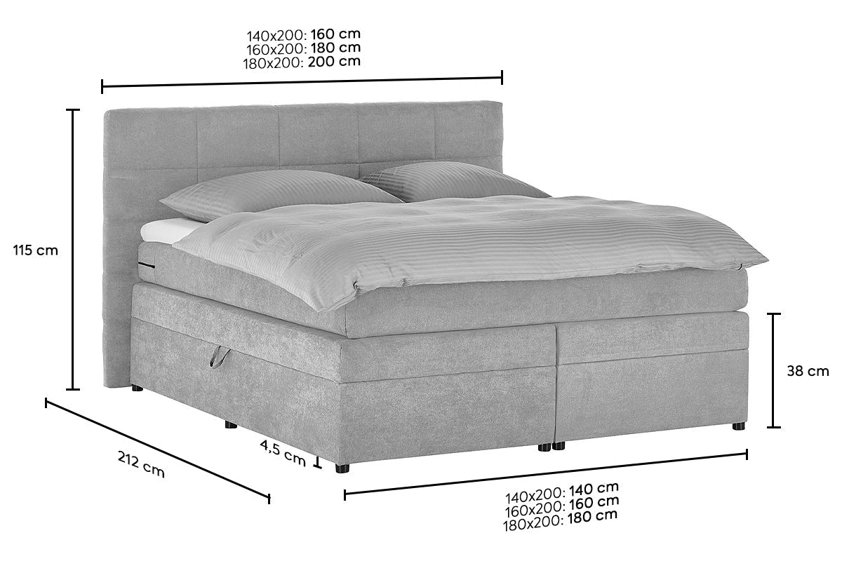 Pat Boxspring Gibson, cu ladă de depozitare, saltea și topper incluse Prestige Home