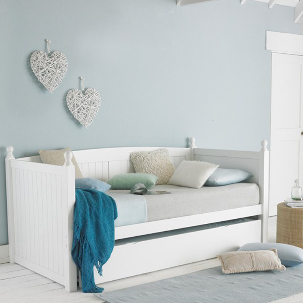 Pat cu pat suplimentar, lemn de pin, alb, 90x200, 212x97x92 cm Kondela