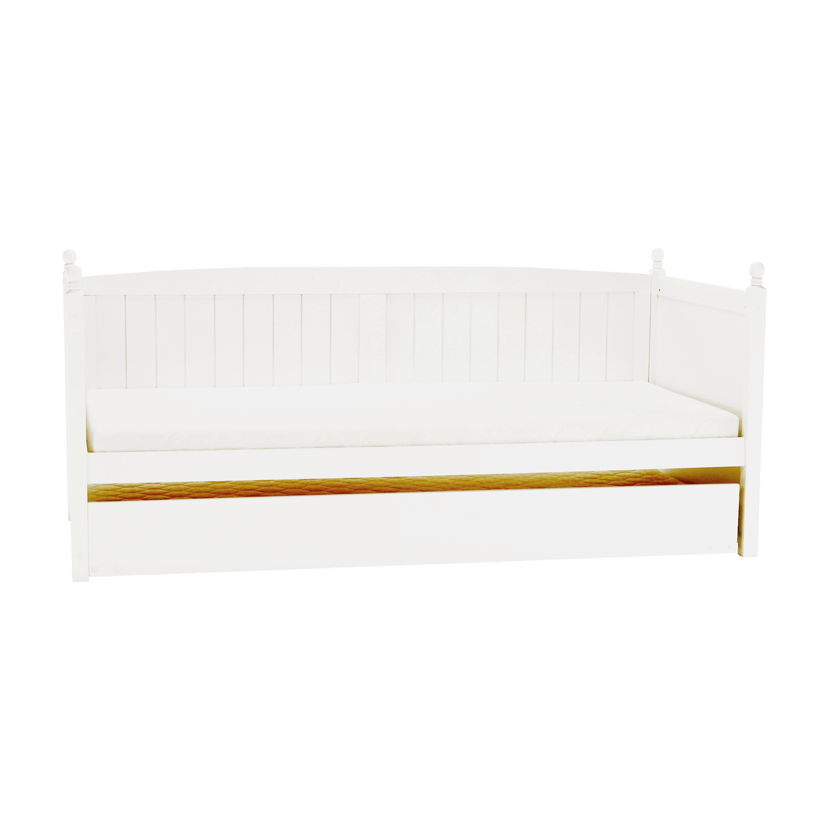 Pat cu pat suplimentar, lemn de pin, alb, 90x200, GLAMIS Kondela