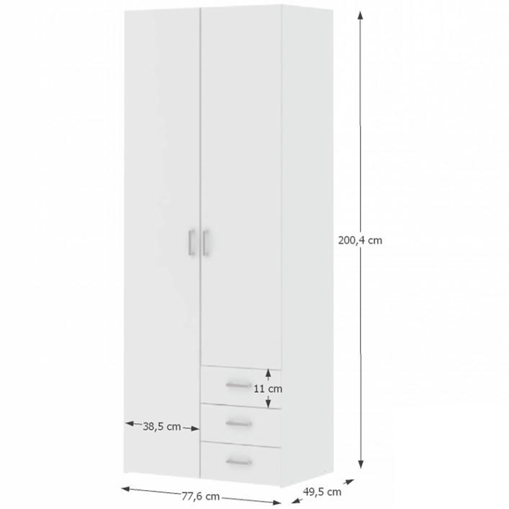 Dulap GUARDA, alb, 77.6x49.5x200.4 cm Kondela