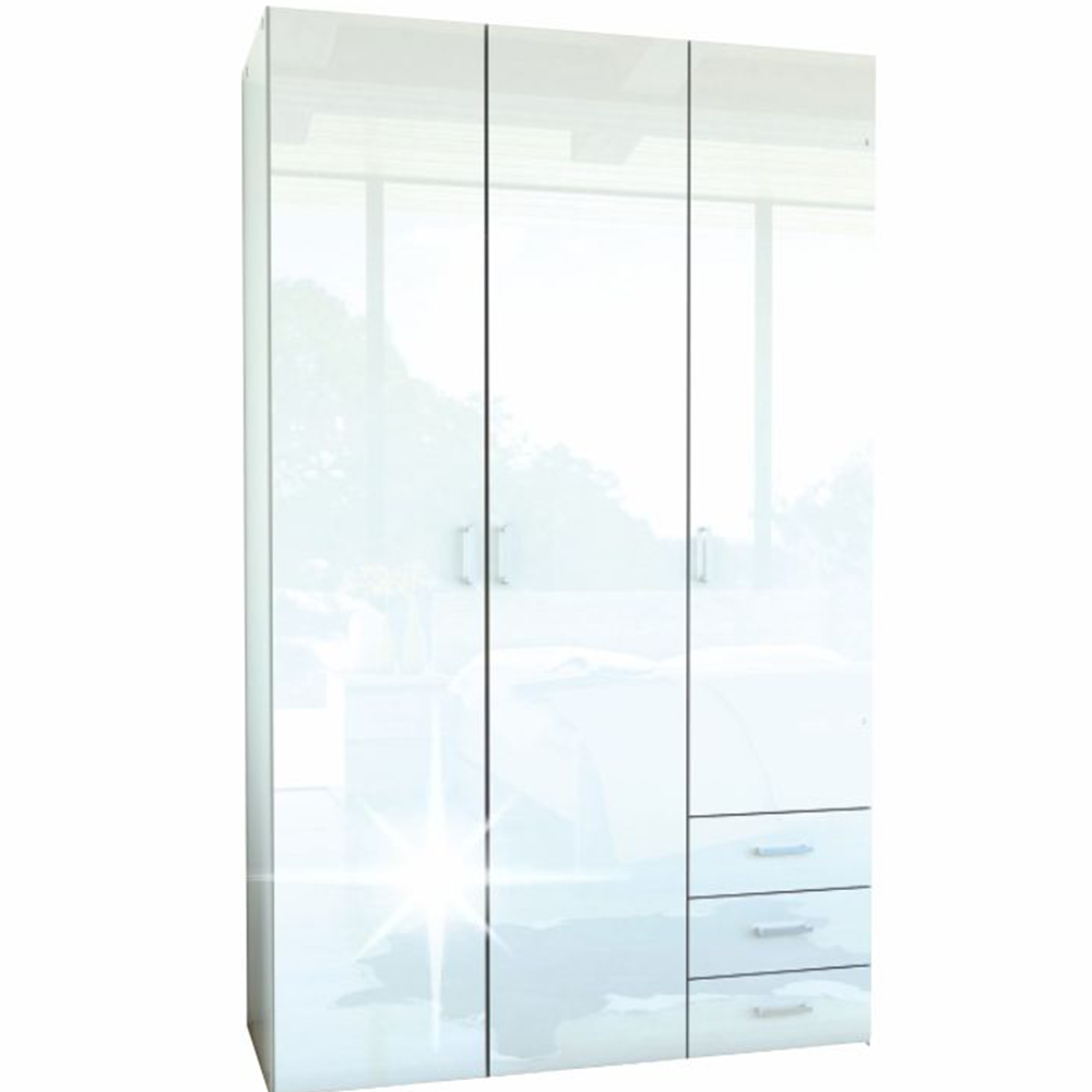 Dulap GUARDA, 3 uși, alb extra lucios, 115.8x49.5x200.4 cm Kondela