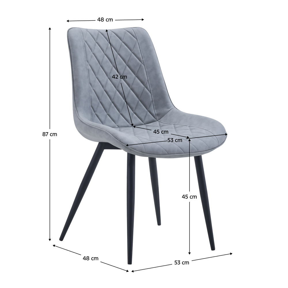 Scaun CADENET, piele ecologică gri/negru, 53x48x87 cm Kondela