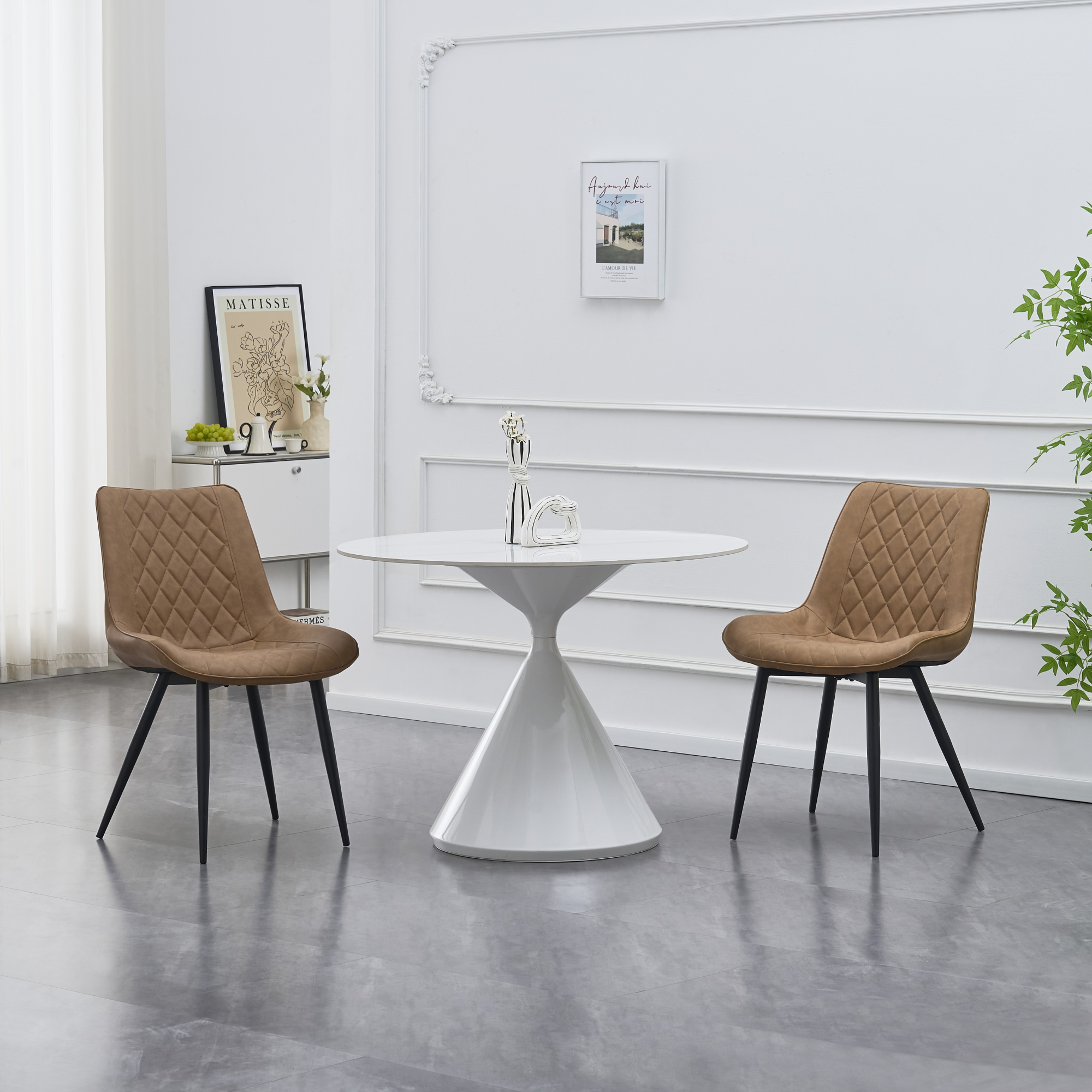 Scaun CADENET, piele ecologică maro deschis/negru, 53x48x87 cm Kondela