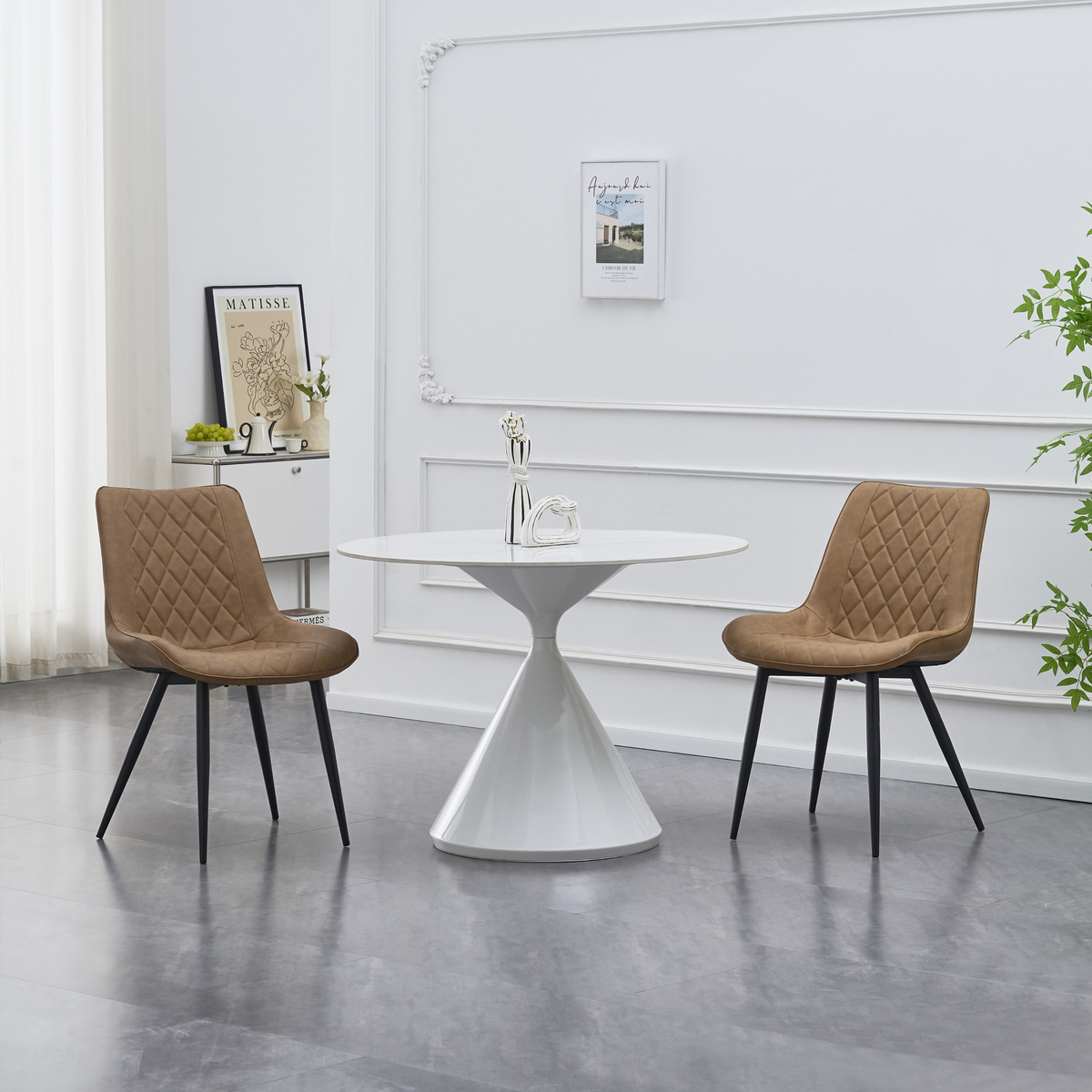 Scaun CADENET, piele ecologică maro deschis/negru, 53x48x87 cm Kondela
