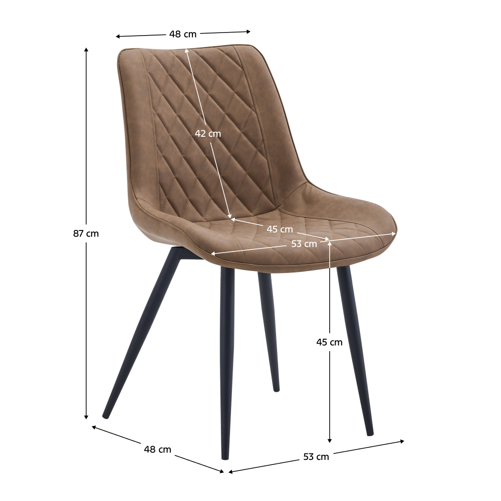 Scaun CADENET, piele ecologică maro deschis/negru, 53x48x87 cm Kondela