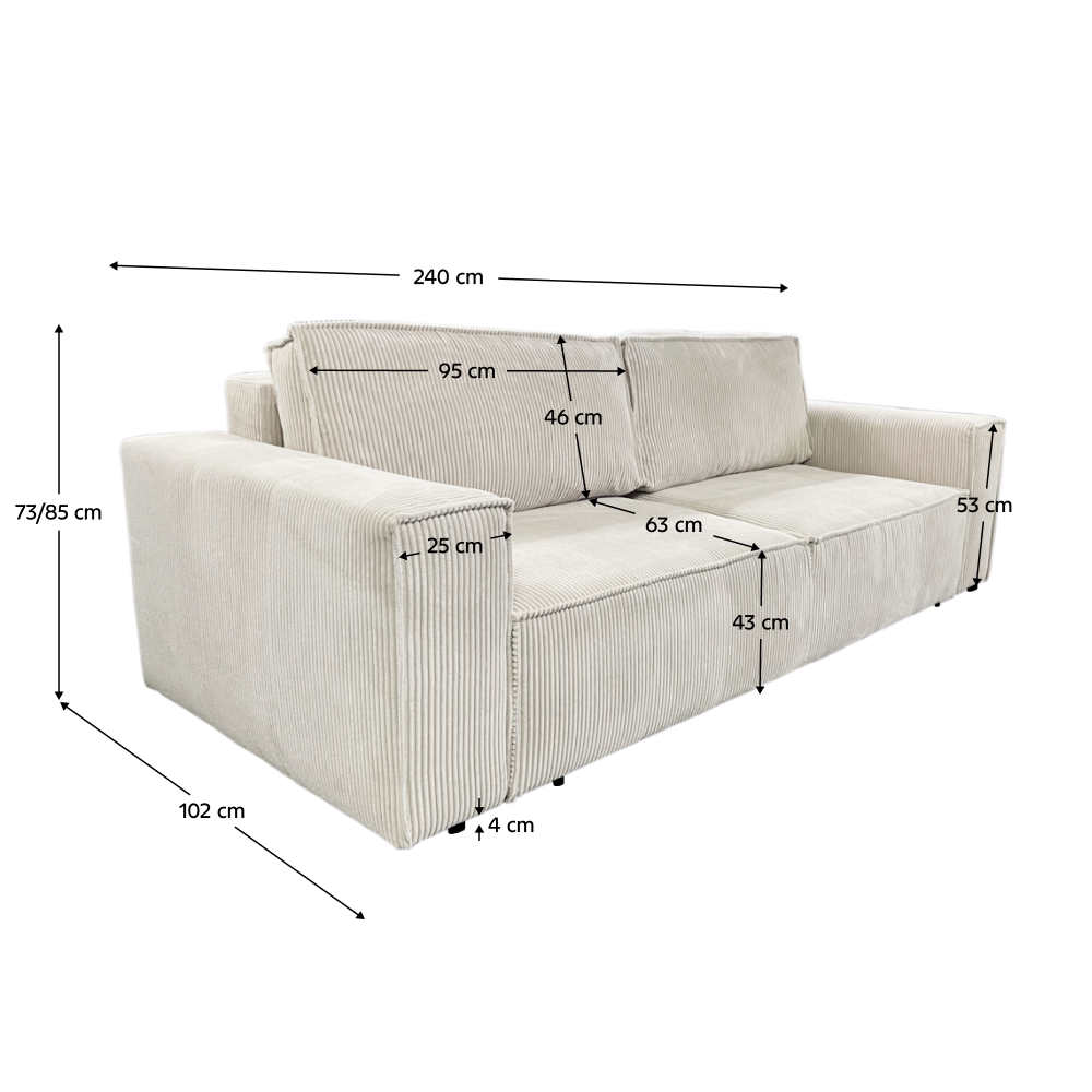 Canapea extensibilă ASSISI BIG, bej, 240x102x73 cm Kondela