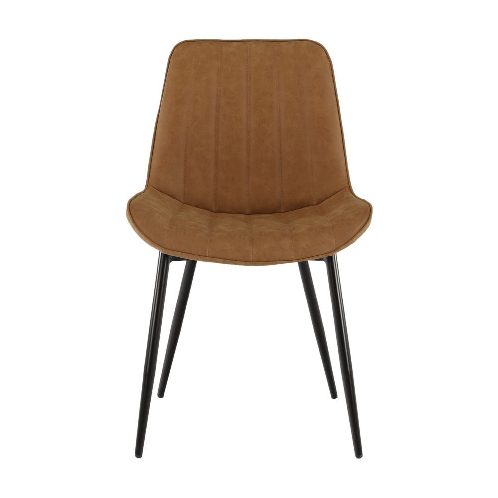 Scaun, piele ecologică maro camel/negru, HAZAL Kondela