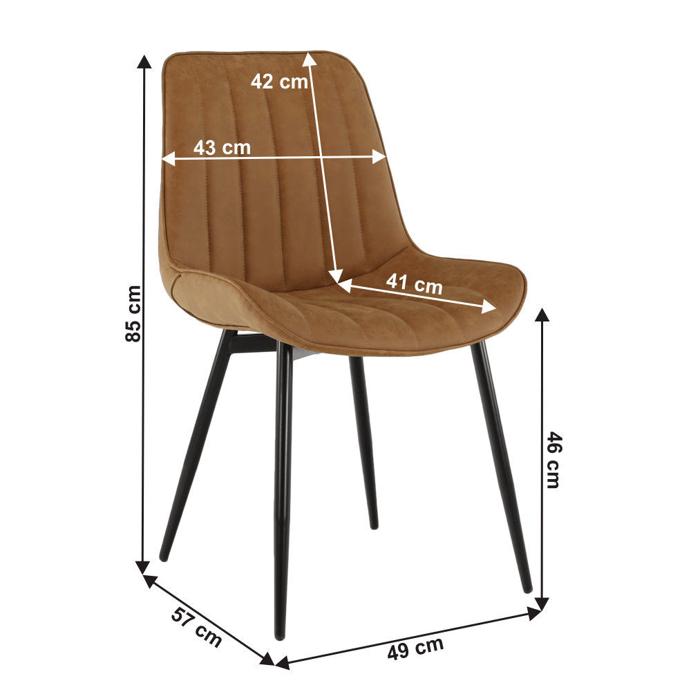 Scaun, piele ecologică maro camel/negru, HAZAL Kondela
