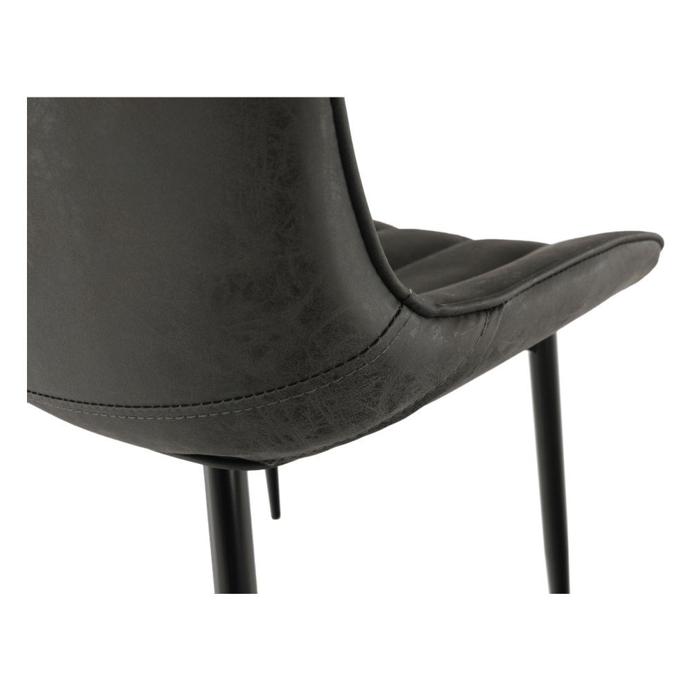 Scaun TISNO, piele ecologică gri închis/negru, piele ecologică/metal, 49x57x85 cm Kondela
