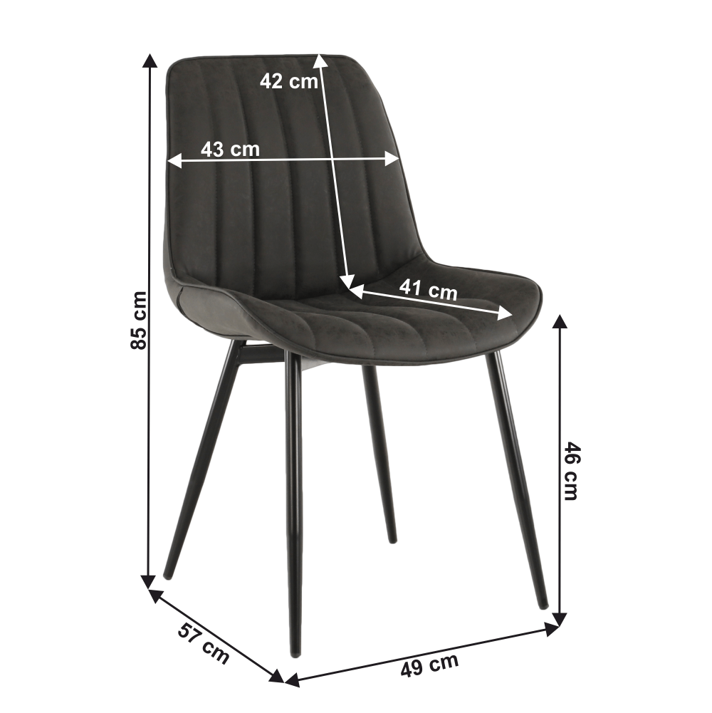 Scaun TISNO, piele ecologică gri închis/negru, piele ecologică/metal, 49x57x85 cm Kondela