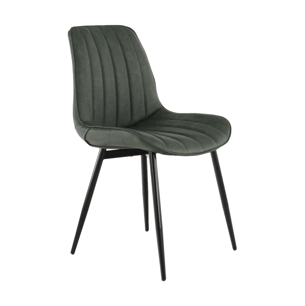 Scaun TISNO, verde/negru, piele ecologică/metal, 49x57x85 cm Kondela
