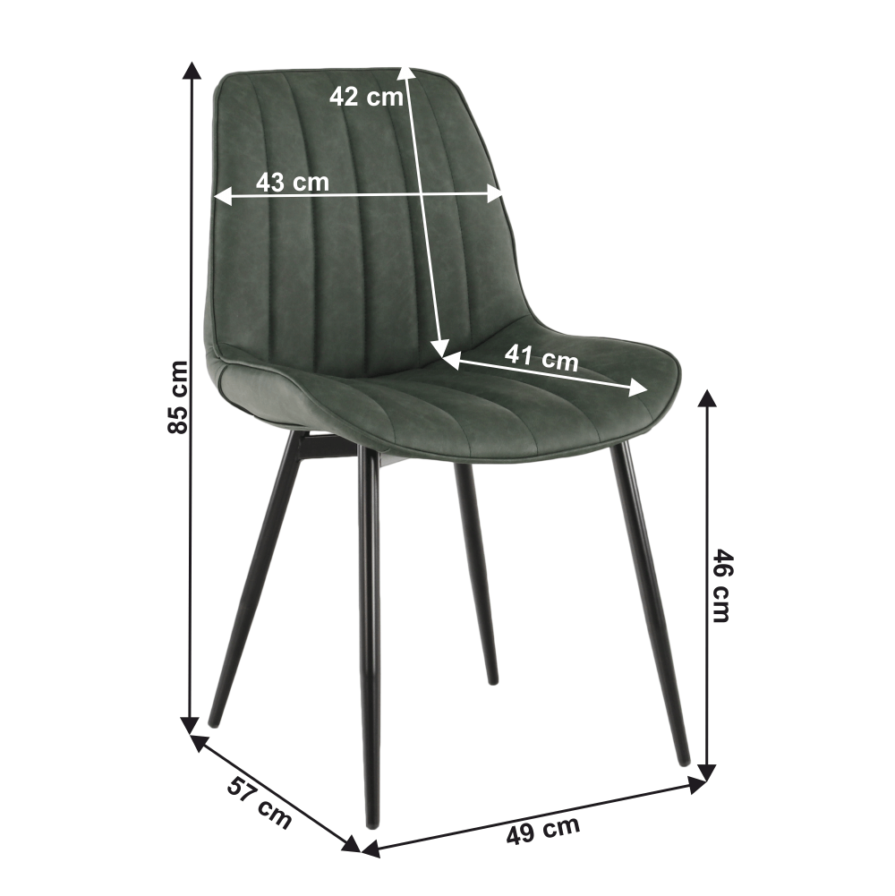 Scaun TISNO, verde/negru, piele ecologică/metal, 49x57x85 cm Kondela