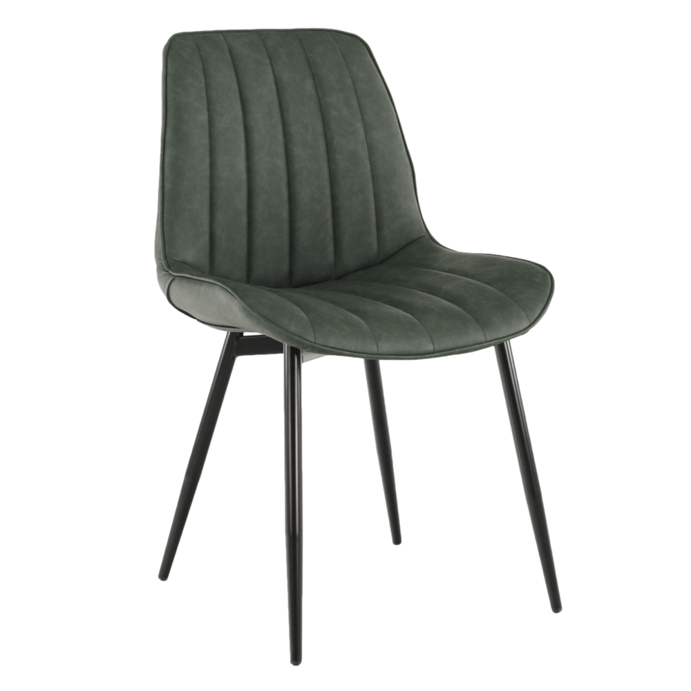 Scaun TISNO, verde/negru, piele ecologică/metal, 49x57x85 cm Kondela