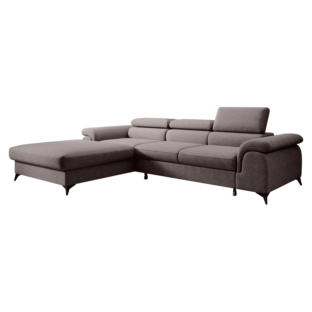 Canapea extensibilă PIRAN, maro, pe stânga, 275x205x75 cm Kondela