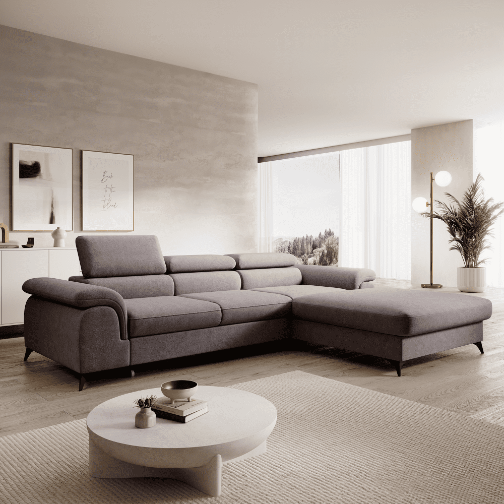 Set canapea extensibilă PIRAN, maro, pe dreapta, 275x205x75 cm Kondela
