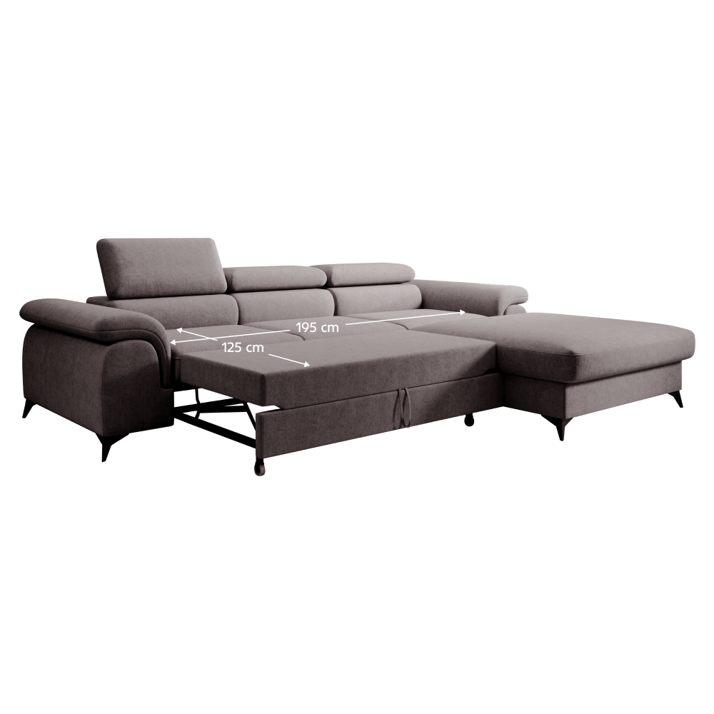 Colțar extensibil PIRAN, maro, pe dreapta, 275x205x75 cm Kondela