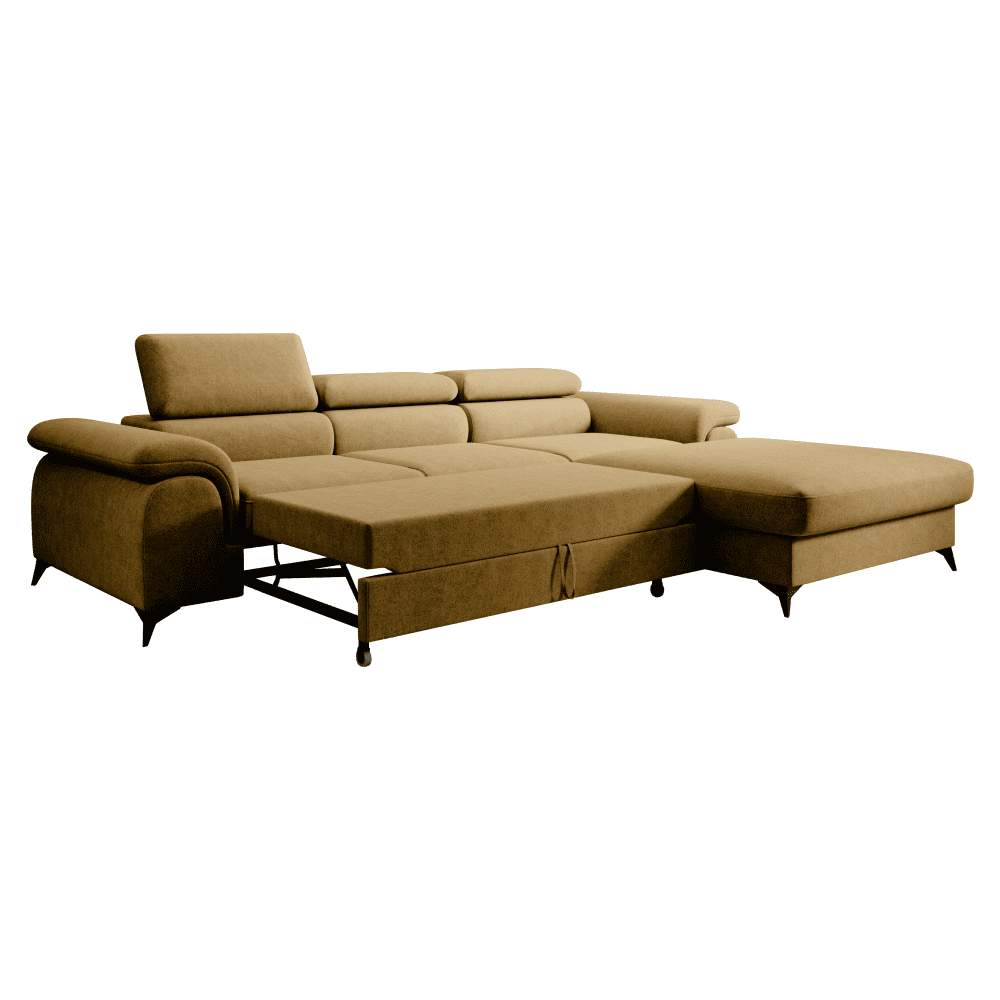 Set canapea extensibilă PIRAN, culoarea muștarului, pe dreapta, 275x205x75 cm Kondela