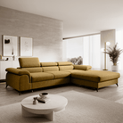 Set canapea extensibilă PIRAN, culoarea muștarului, pe dreapta, 275x205x75 cm Kondela