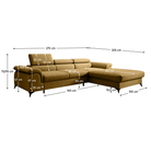 Set canapea extensibilă PIRAN, culoarea muștarului, pe dreapta, 275x205x75 cm Kondela