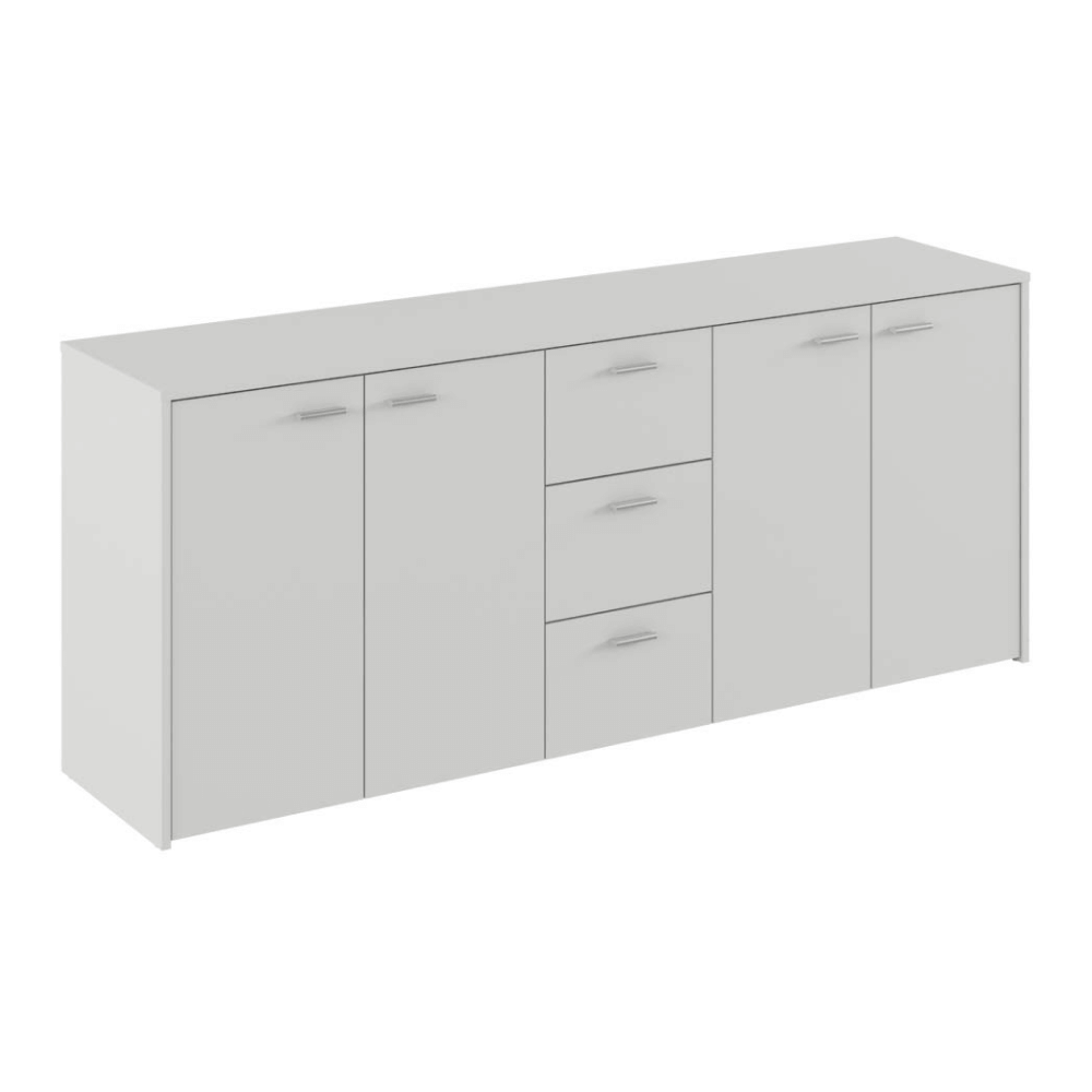 Comodă combinată HUGOS 180, albă, 4 uși și 3 sertare, 180 cm Kondela