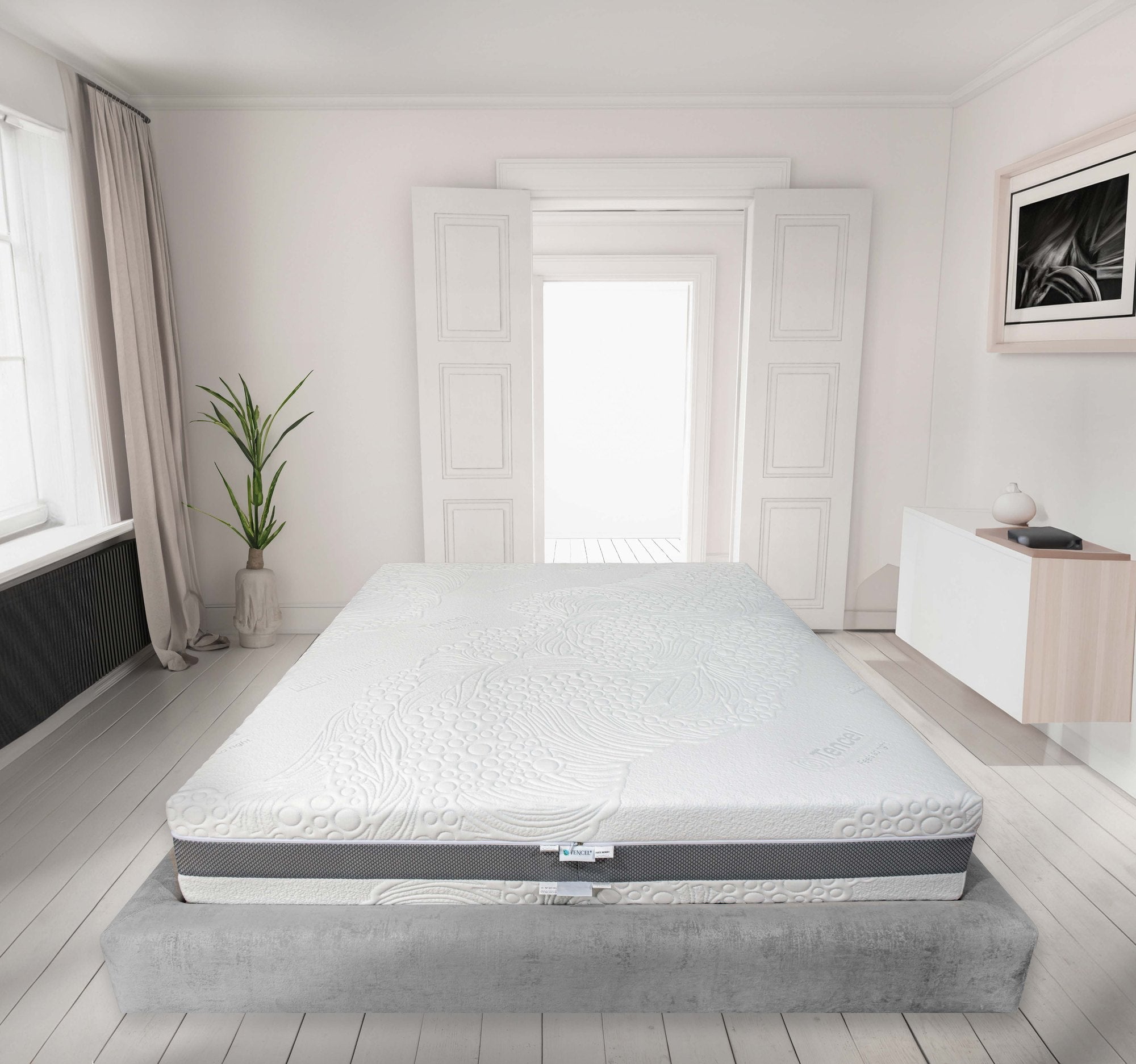 Saltea memory foam Ergonomic Memory, 3 straturi, husă detașabilă la alegere, 24 cm SuperTencel 4D Golden Dreams