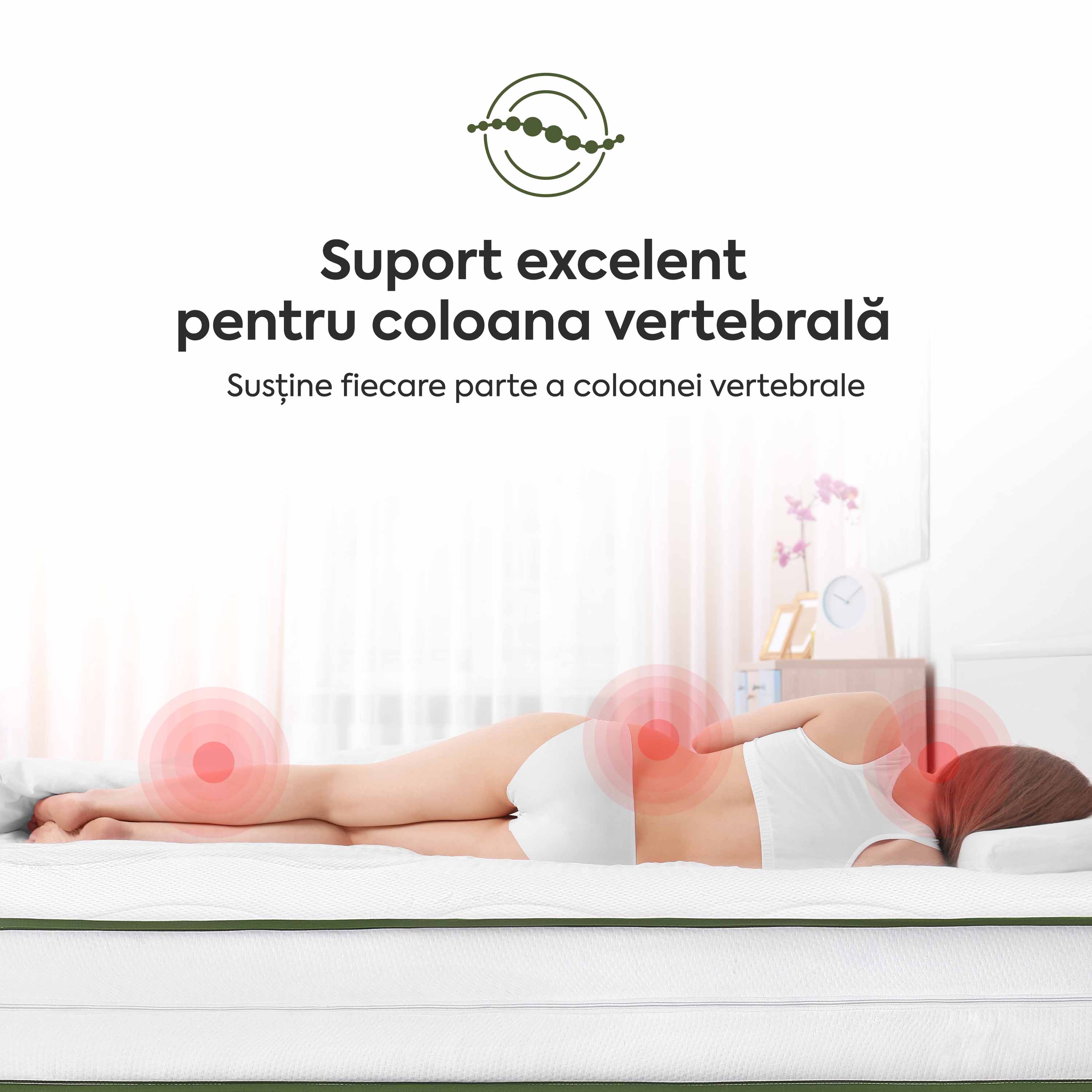 Saltea HYGENE THERAPY, spumă poliuretanică, reversibilă,  husă detașabilă cu fermoar, lavabilă, superortopedică, Grosime 22 cm - Prestige Home