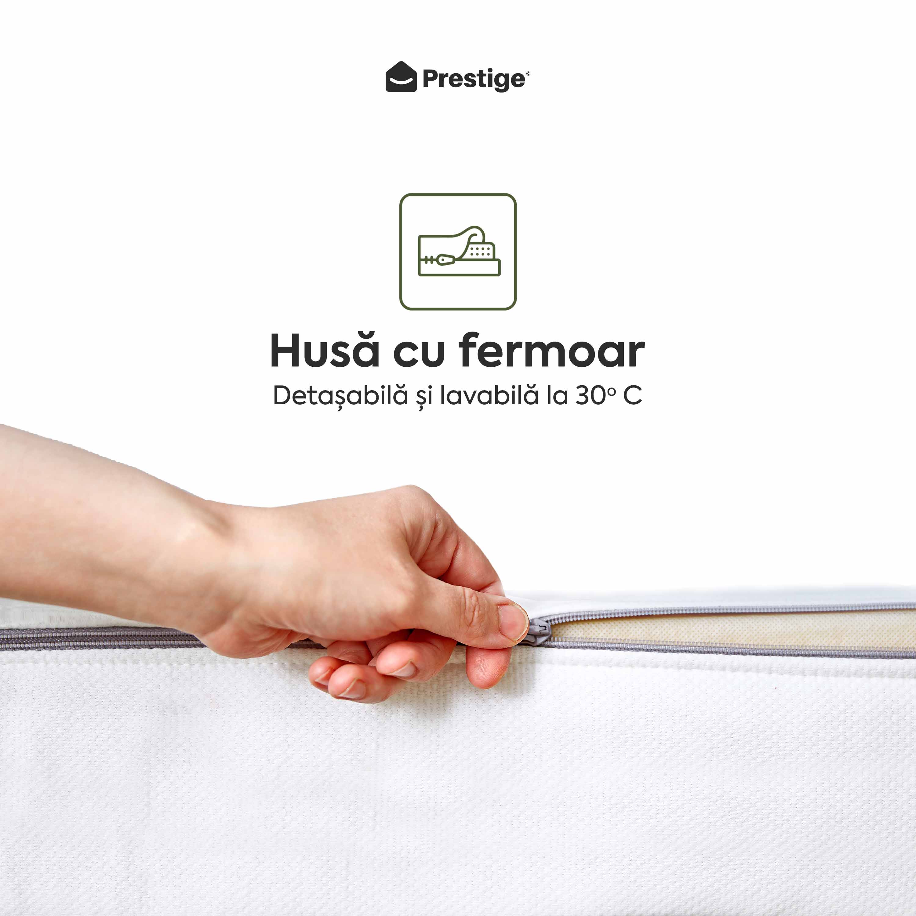 Saltea HYGENE THERAPY, spumă poliuretanică, reversibilă,  husă detașabilă cu fermoar, lavabilă, superortopedică, Grosime 22 cm - Prestige Home