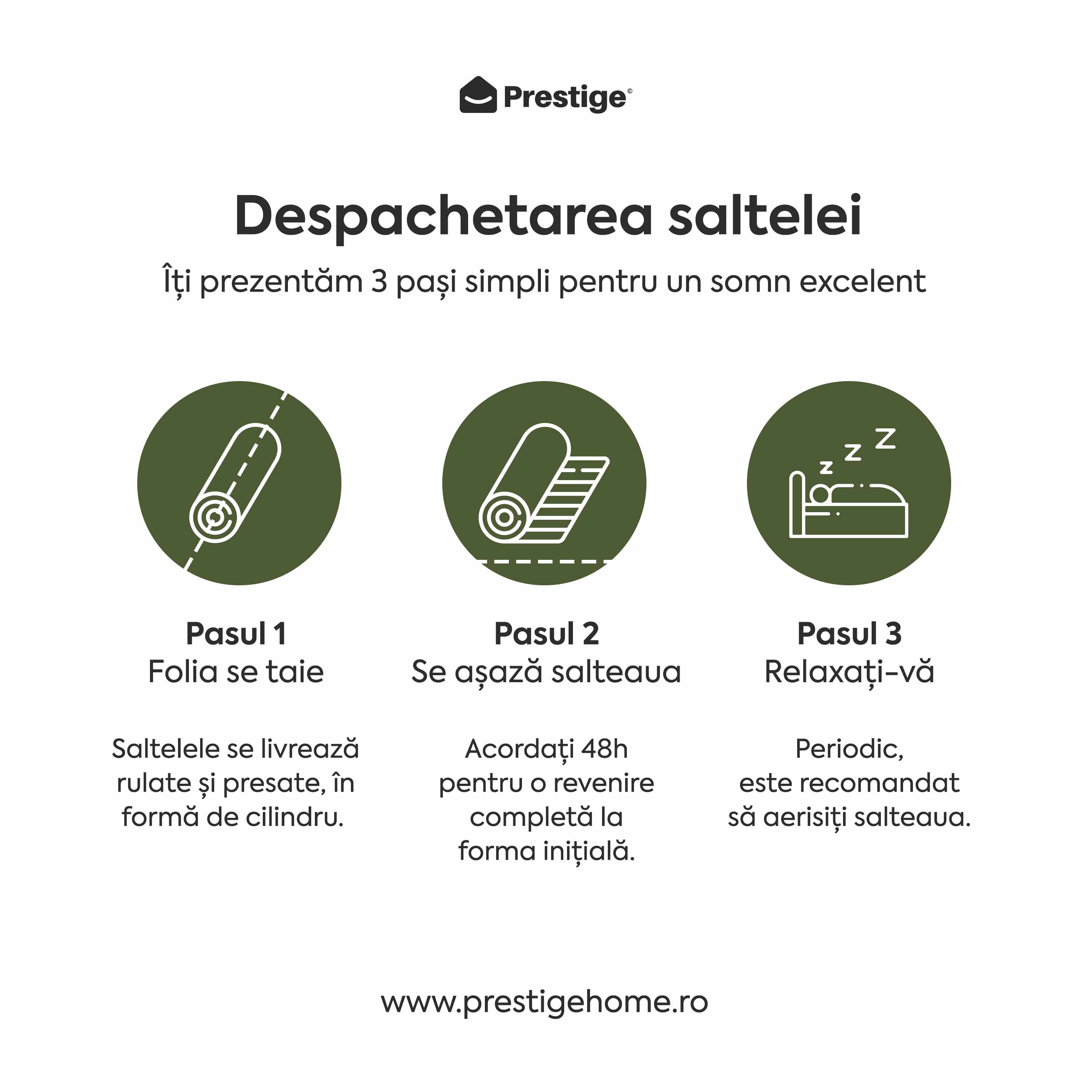 Saltea HYGENE THERAPY, spumă poliuretanică, reversibilă,  husă detașabilă cu fermoar, lavabilă, superortopedică, Grosime 22 cm - Prestige Home