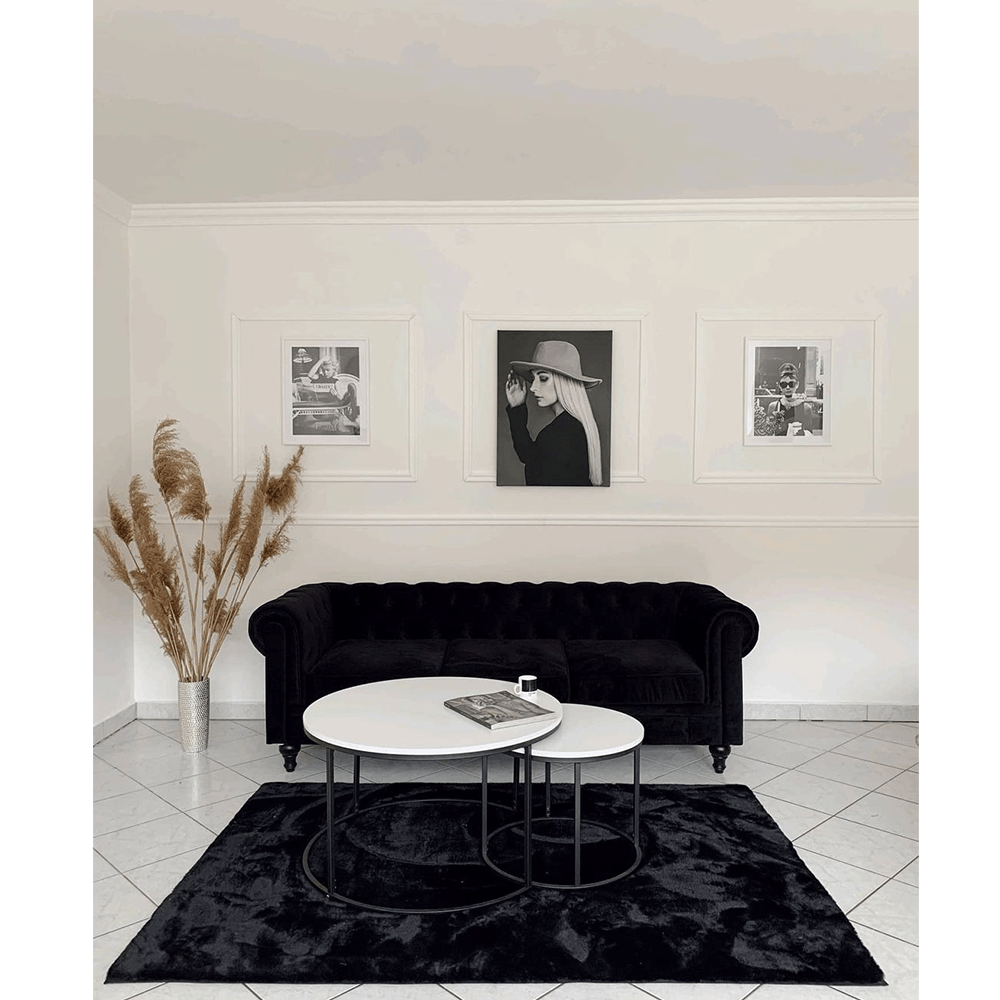 Set de două mese de cafea SONDRIO, alb/negru Kondela