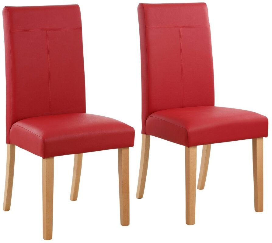 Set 4 scaune din piele ecologică roșie