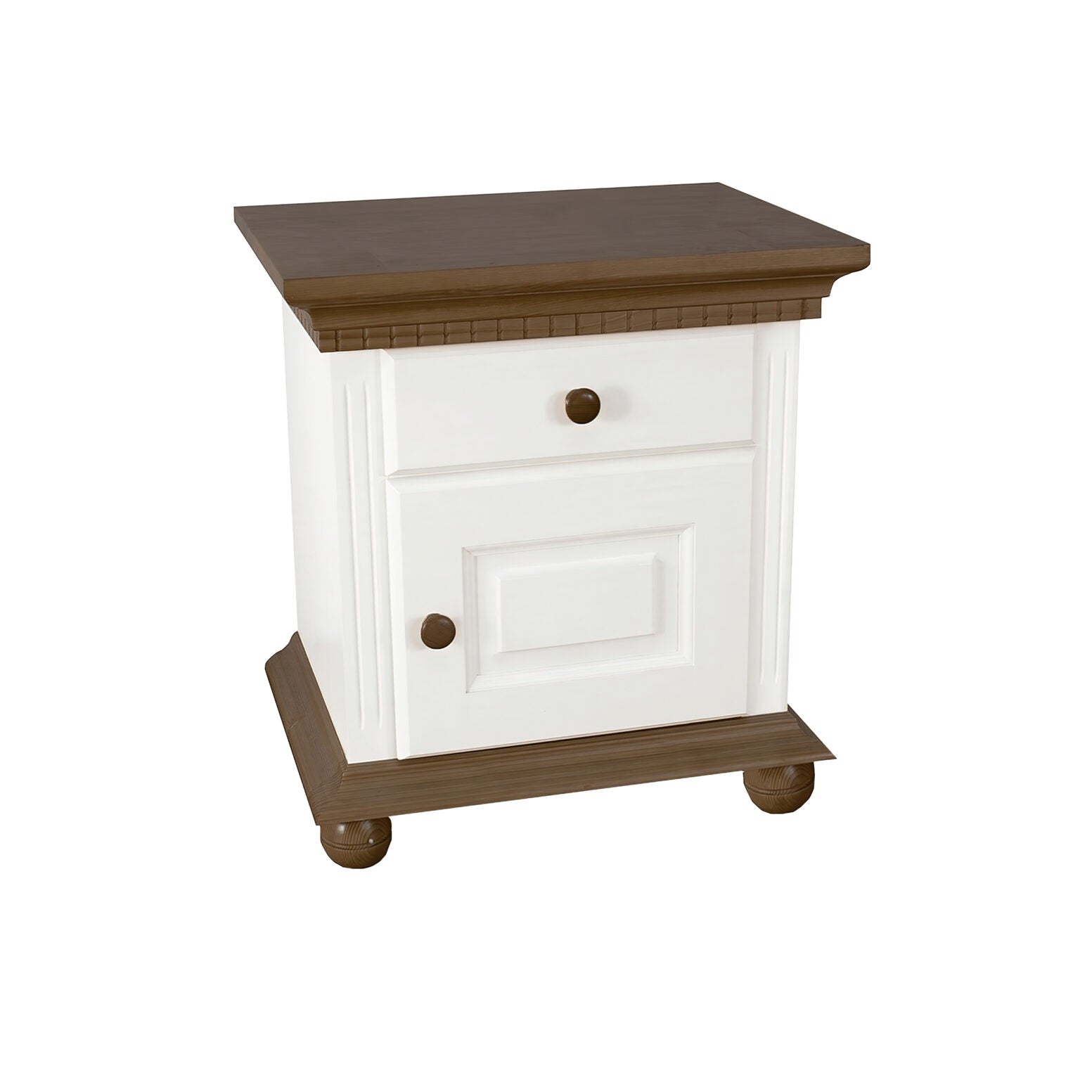 Dormitor din lemn masiv Bavaria Alb-Nuc Arboteca