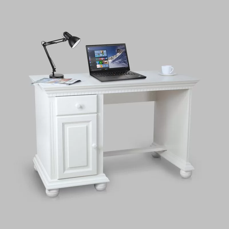 Birou Bavaria din lemn masiv, 120x75x75, Alb Arboteca