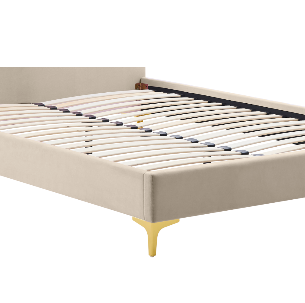 Pat tapițat ISADORA, bej Velvet, 160x200 cm Kondela