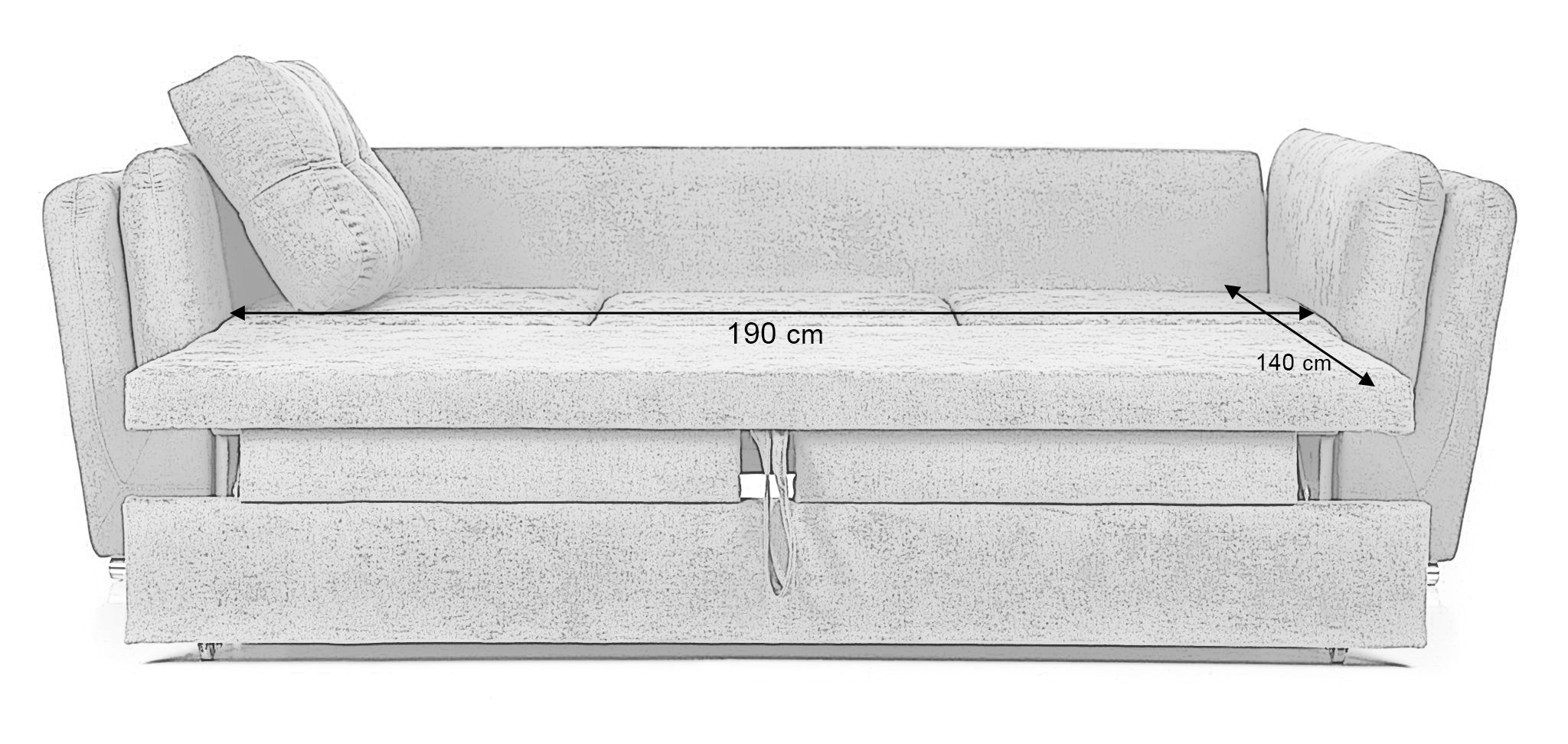 Canapea Extensibilă 3 locuri JAZZ, 250x105x90 cm Prestige Home