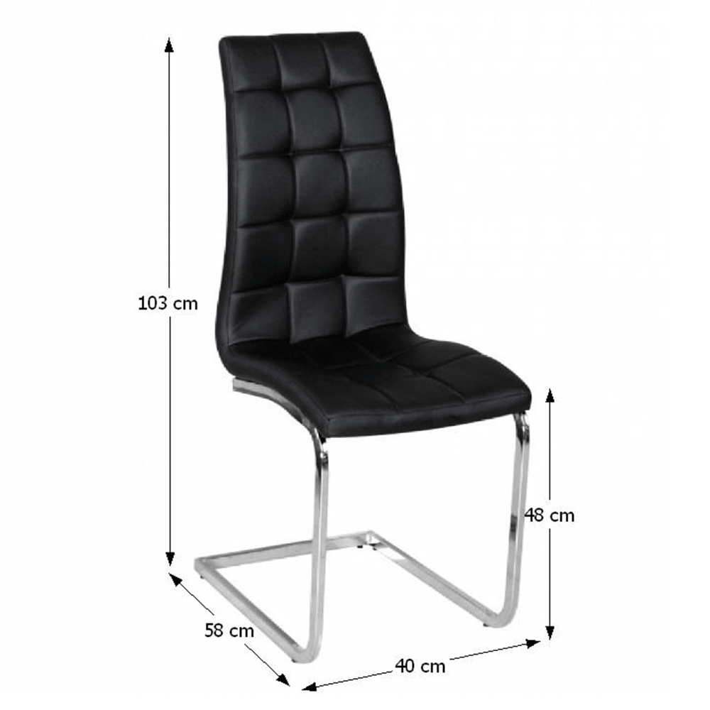 Scaun bucătărie SAUMUR, piele ecologică negru/crom, 40x58x103 cm Kondela