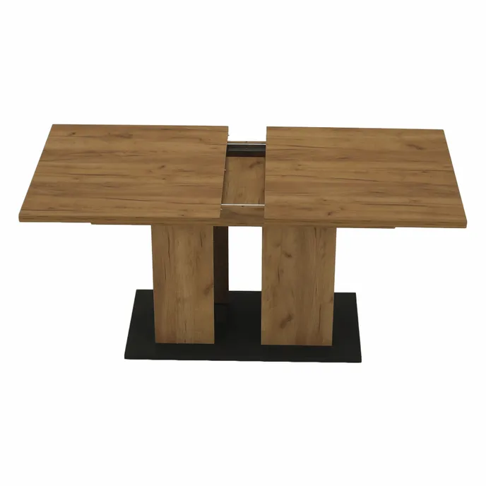 Masă dining, stejar craft auriu / grafit gri, 155-204x86 cm, FIDEL Kondela