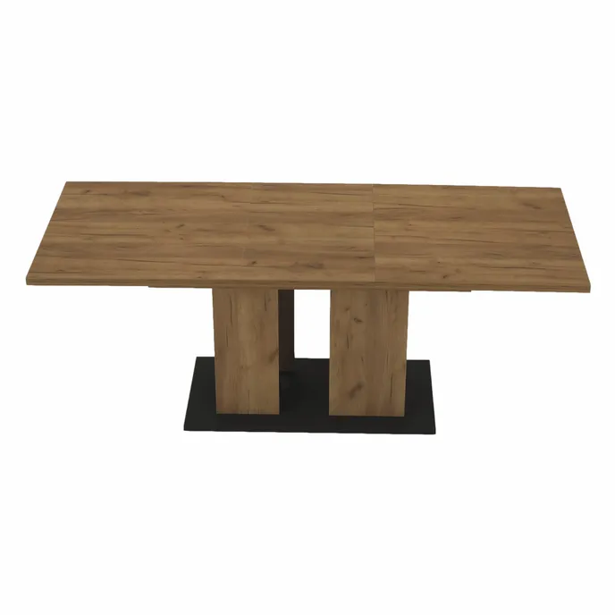 Masă dining, stejar craft auriu / grafit gri, 155-204x86 cm, FIDEL Kondela