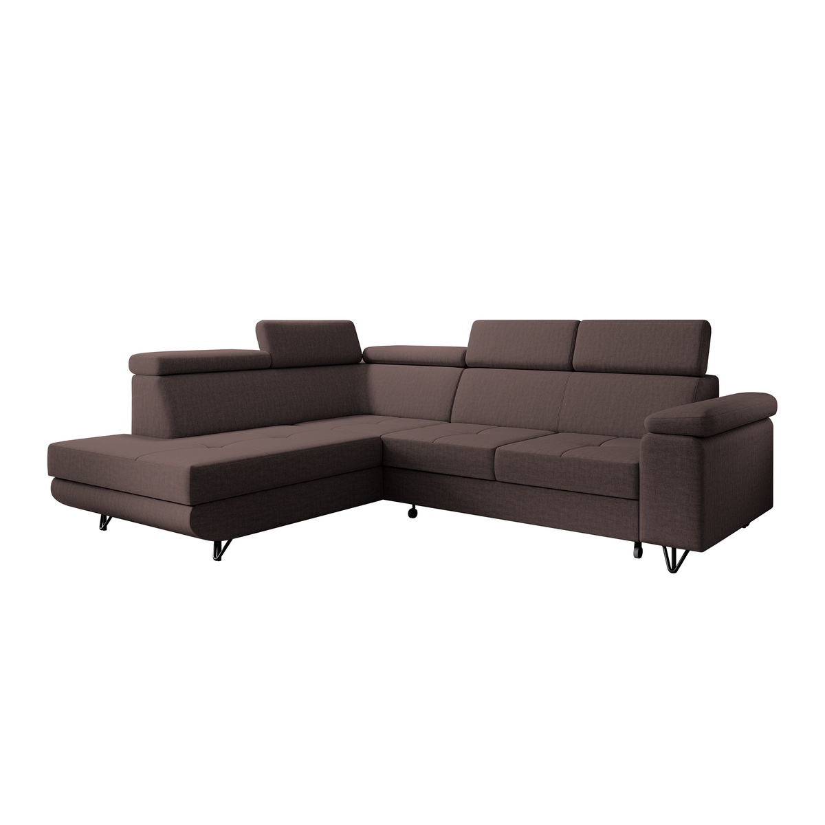 Canapea extensibilă POREC, maro, pe stânga, 250x183x76 cm Kondela