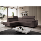 Canapea extensibilă POREC, maro, pe stânga, 250x183x76 cm Kondela
