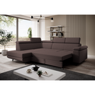 Canapea extensibilă POREC, maro, pe stânga, 250x183x76 cm Kondela