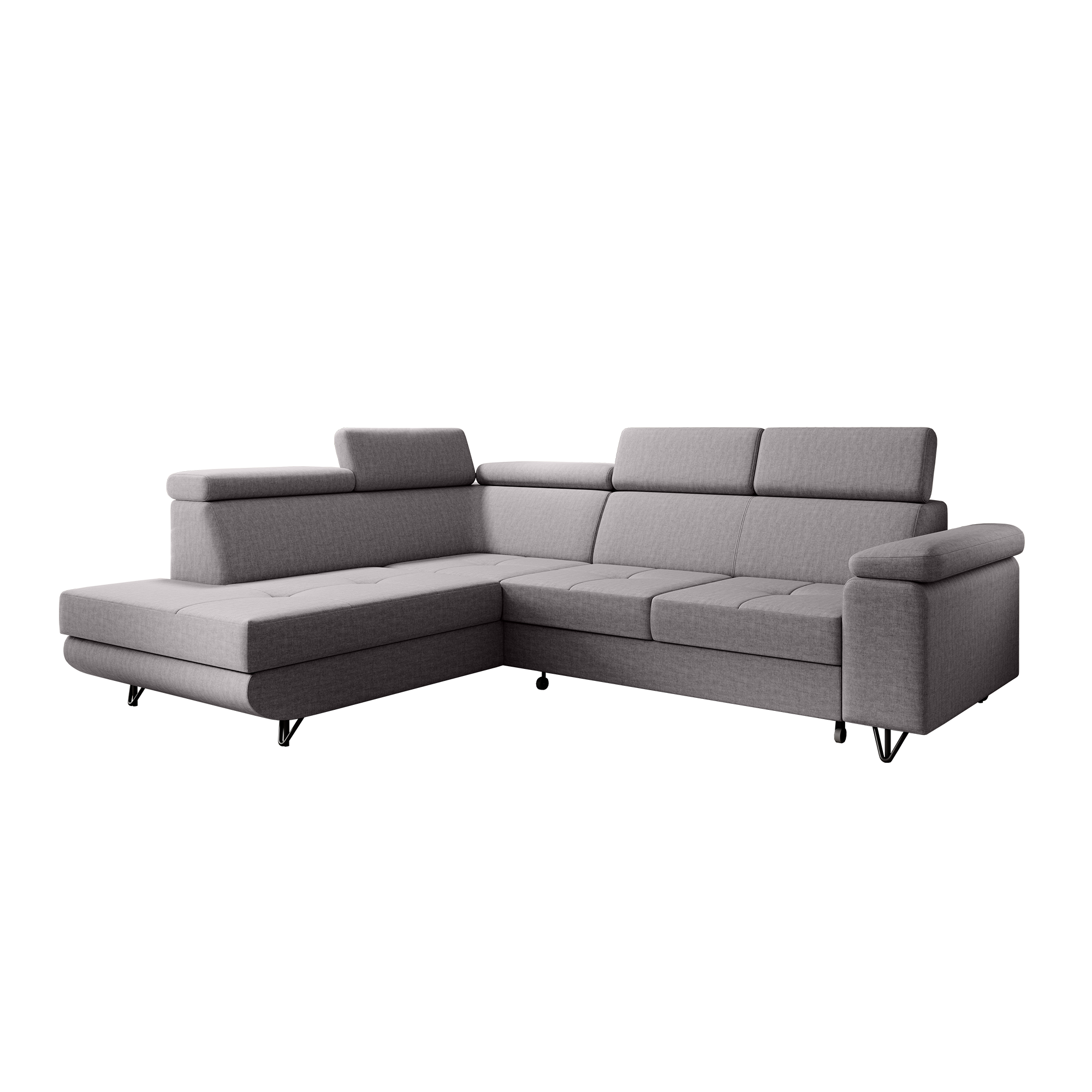 Canapea extensibilă POREC, gri deschis, pe stânga, 250x183x76 cm Kondela