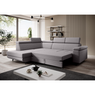 Canapea extensibilă POREC, gri deschis, pe stânga, 250x183x76 cm Kondela