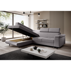 Canapea extensibilă POREC, gri deschis, pe stânga, 250x183x76 cm Kondela