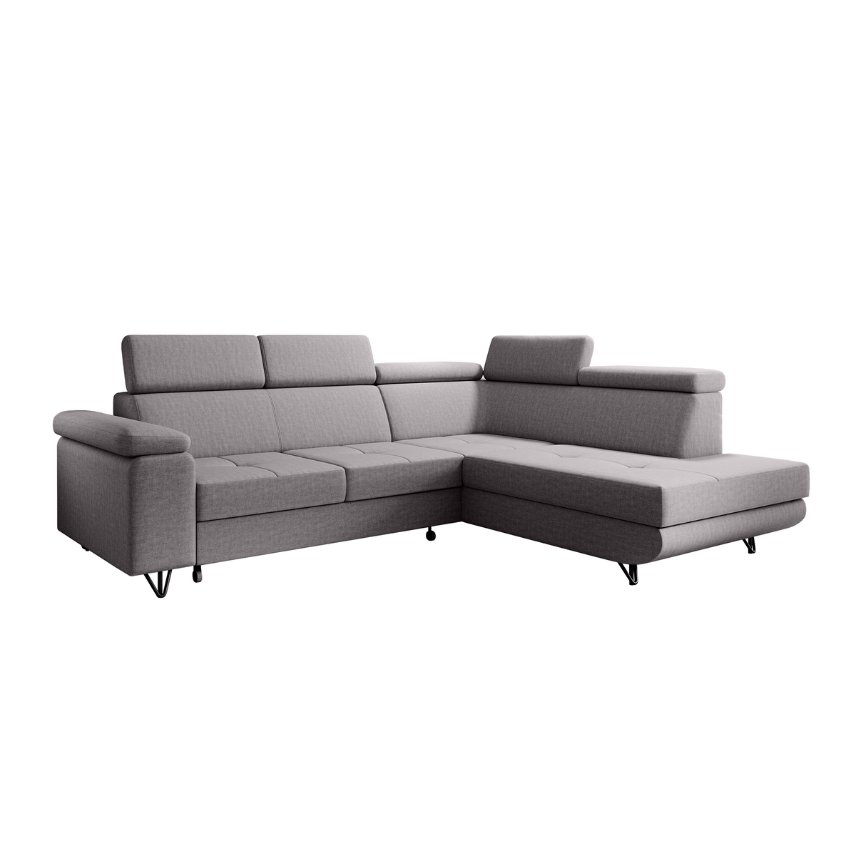 Canapea extensibilă POREC, gri deschis, pe dreapta, 250x183x76 cm Kondela